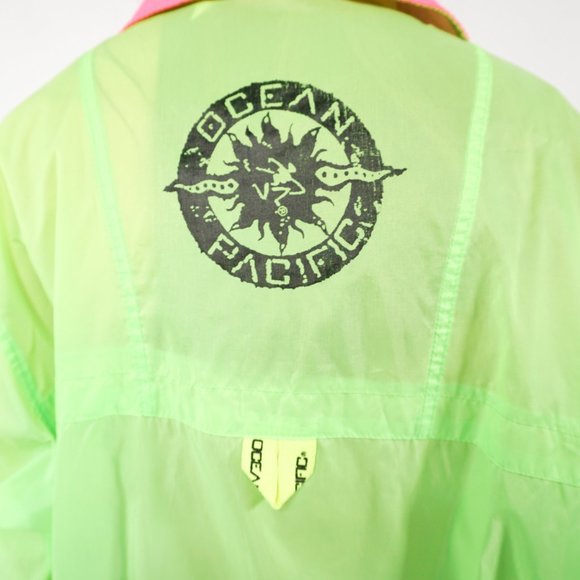 VINTAGE Ocean Pacific Neon Pullover Windbreaker - Picture 3 of 7